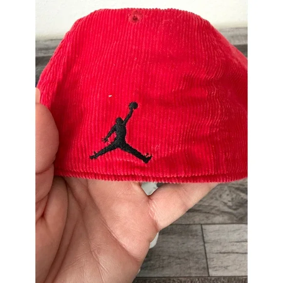 Air Jordan Corduroy Hat Red Jumpman Logo Retro Y2K Adjustable Streetwear - Picture 4 of 7